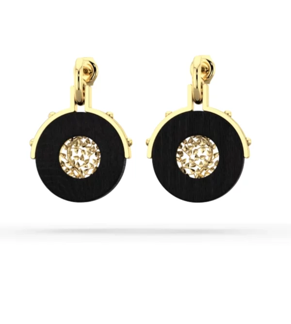 Earrings "Auréole Végétale" in ebony and 18K gold