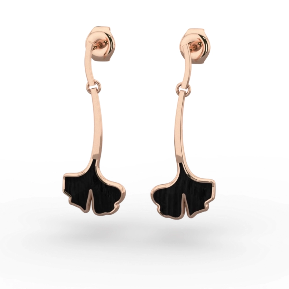 Earrings "Ginkgo Tige" in ebony and 18K gold - Image 6