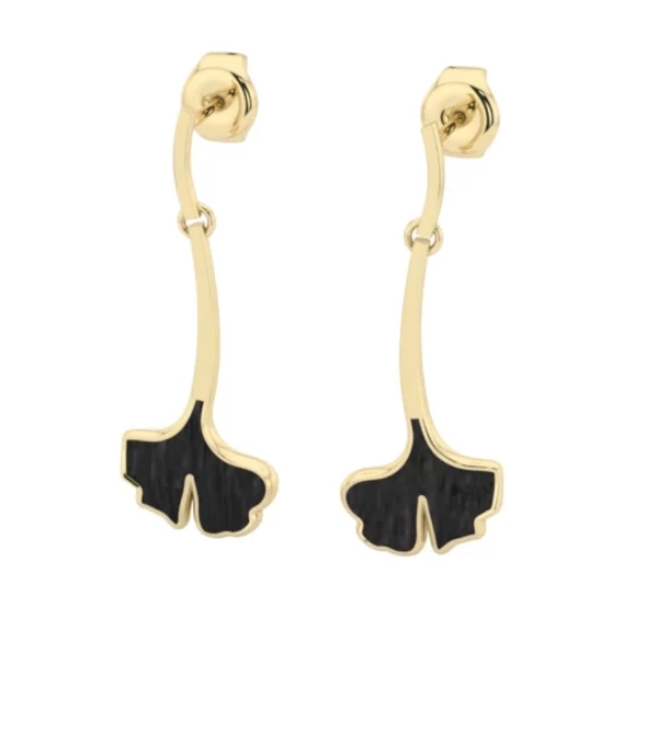 Earrings "Ginkgo Tige" in ebony and 18K gold
