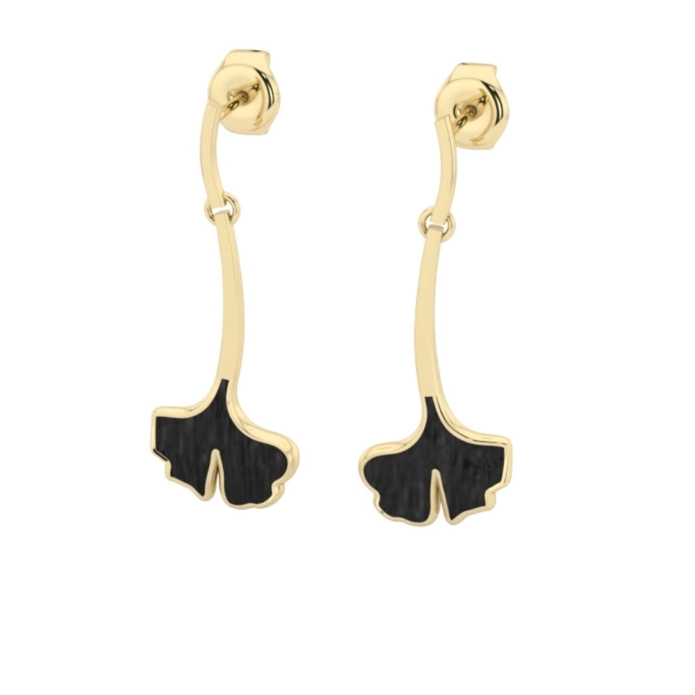Earrings "Ginkgo Tige" in ebony and 18K gold