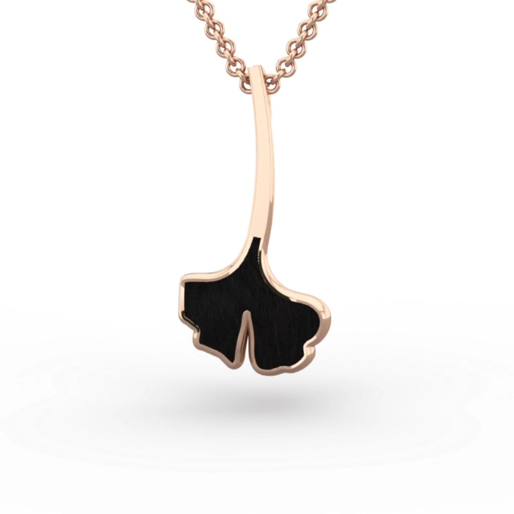 Pendant "Ginkgo Tige" in ebony and 18K gold - Image 5