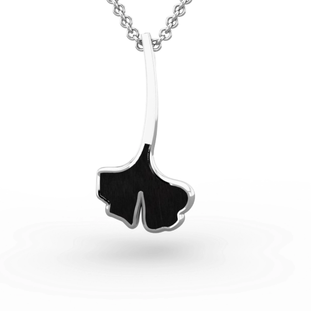 Pendant "Ginkgo Tige" in ebony and 18K gold - Image 3