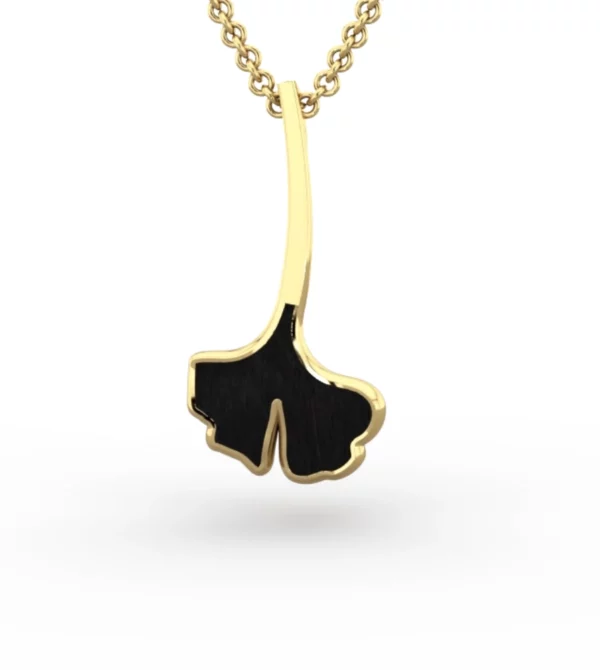 Pendant "Ginkgo Tige" in ebony and 18K gold