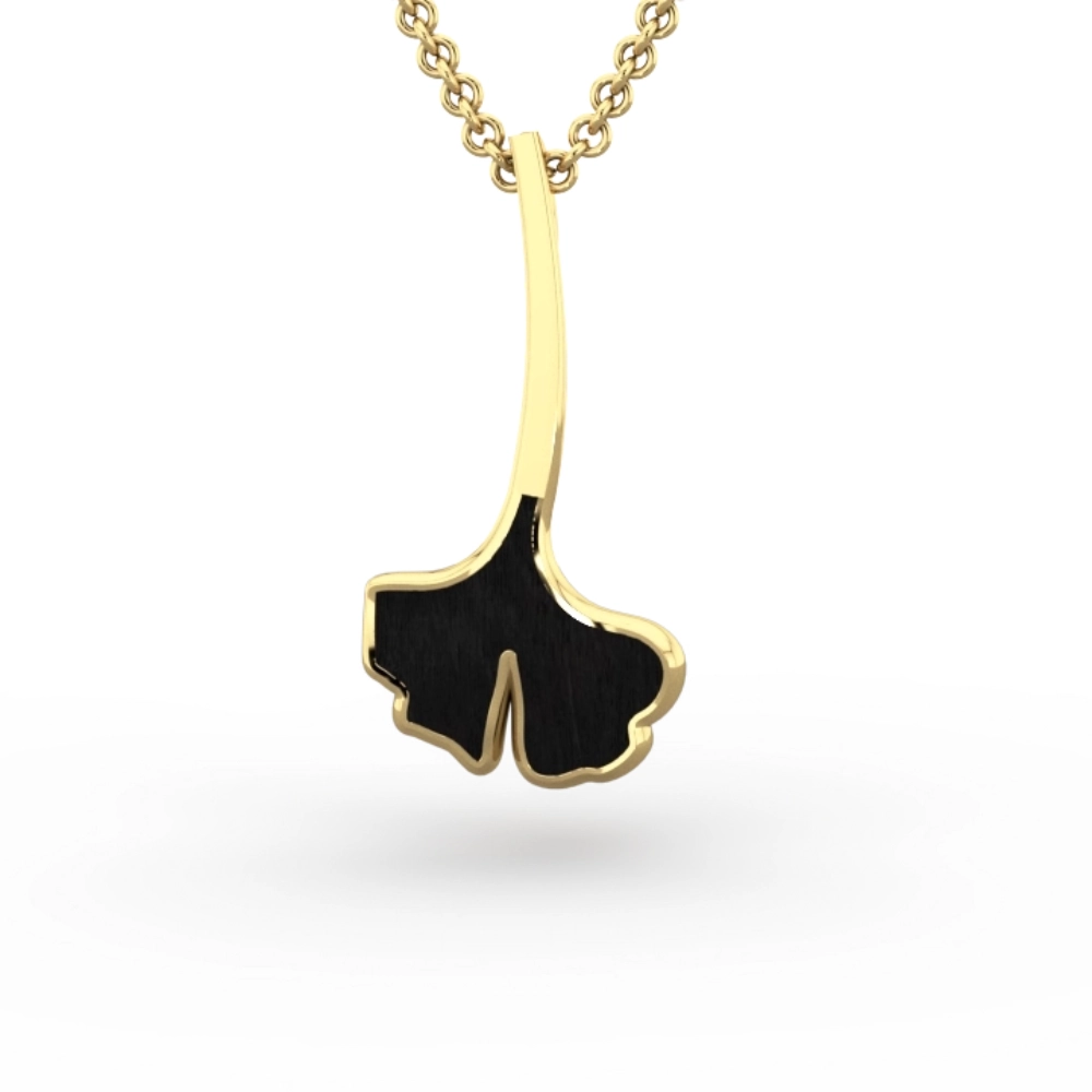 Pendant "Ginkgo Tige" in ebony and 18K gold