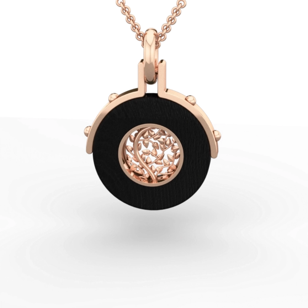 Pendant "Auréole Végétale" in ebony and 18K gold - Image 6
