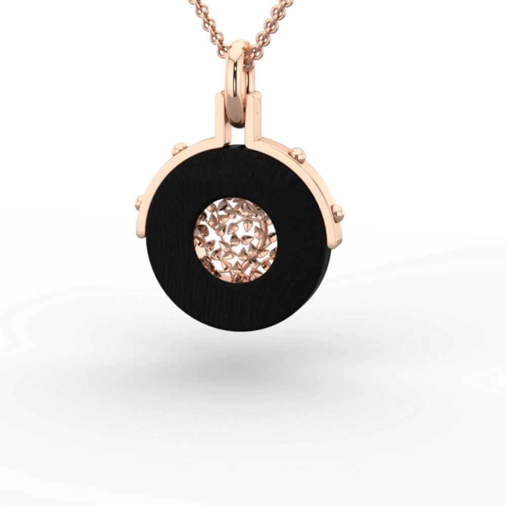 Pendant "Auréole Végétale" in ebony and 18K gold - Image 5