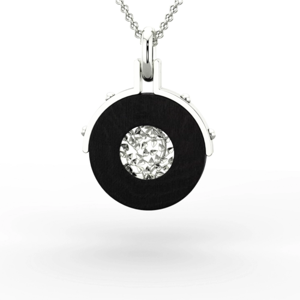 Pendant "Auréole Végétale" in ebony and 18K gold - Image 4