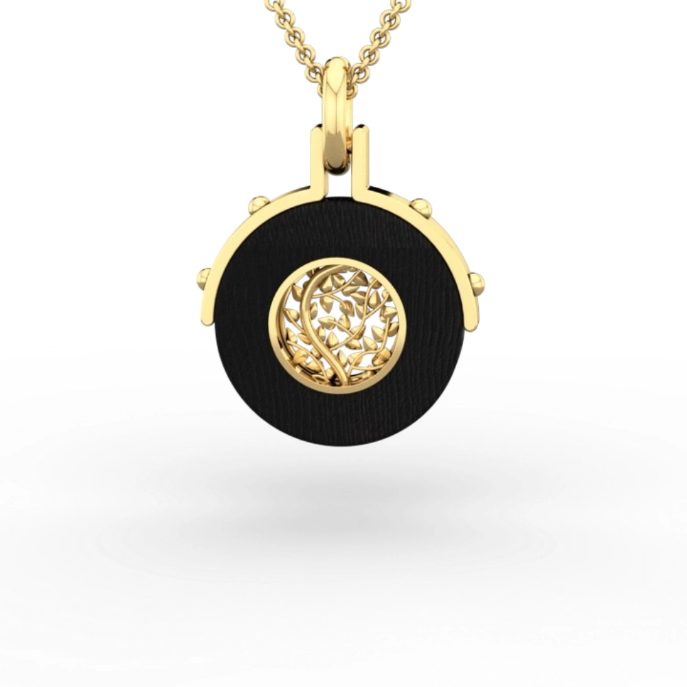 Pendant "Auréole Végétale" in ebony and 18K gold - Image 2
